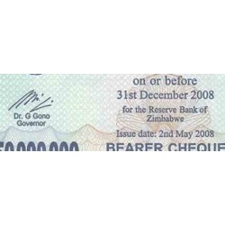 اسکناس 250.000.000 دلار - زیمباوه 2008 در اصل چک حامل می باشد که به دلیل کمبود پول کاغذی به طور منظم چاپ شده