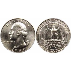 سکه 25 سنت - کوارتر - نیکل مس - تصویر جرج واشنگتن - آمریکا 1989 غیر بانکی
