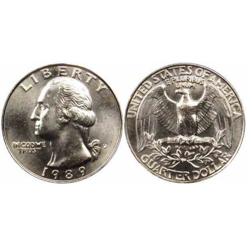 سکه 25 سنت - کوارتر - نیکل مس - تصویر جرج واشنگتن - آمریکا 1989 غیر بانکی