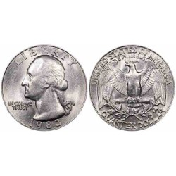 سکه 25 سنت - کوارتر - نیکل مس - تصویر جرج واشنگتن - آمریکا 1983 غیر بانکی