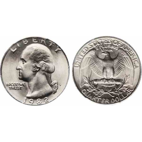 سکه 25 سنت - کوارتر - نیکل مس - تصویر جرج واشنگتن - آمریکا 1982 غیر بانکی