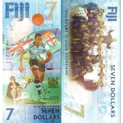 اسکناس 7 دلار -یادبود هفتمین مدال طلای راگبی در المپیک 2016 ریودژانیرو - فیجی 2016
