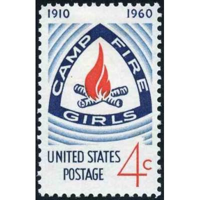 1 عدد تمبر نشان اردوگاه دختران آتش نشان - آمریکا 1960