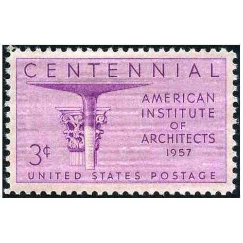 1 عدد تمبر صدمین سال انستیتو آمریکائی معماران - آمریکا 1957