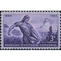 1 عدد تمبر صدمین سالگرد قلمرو نبراسکا - آمریکا 1954