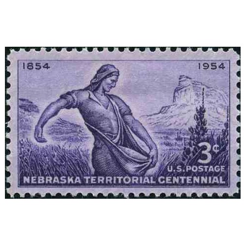 1 عدد تمبر صدمین سالگرد قلمرو نبراسکا - آمریکا 1954
