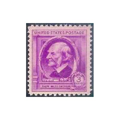 1 عدد تمبر یادبود مشاهیر آمریکا - رالف والدو امرسون - فیلسوف و نویسنده  - آمریکا 1940