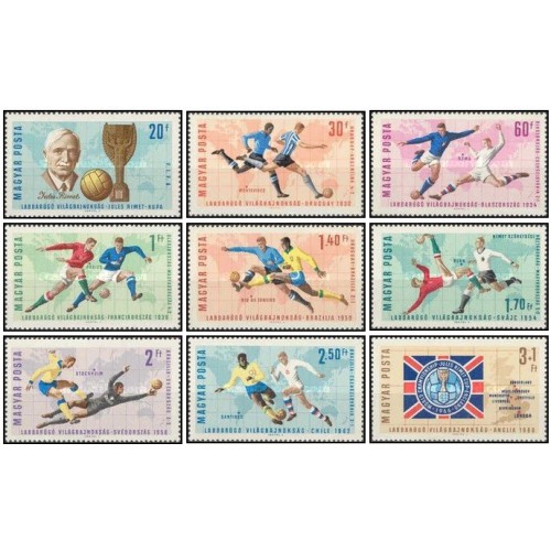 9 عدد تمبر جام جهانی فوتبال - انگلیس - مجارستان 1966 9 عدد تمبر جام جهانی فوتبال - انگلیس - مجارستان 1966