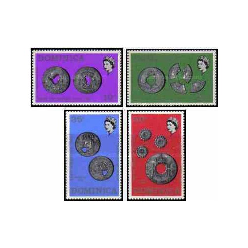 4 عدد تمبر سکه ها - دومنیکا 1971