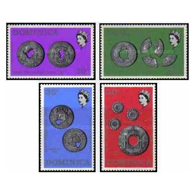 4 عدد تمبر سکه ها - دومنیکا 1971