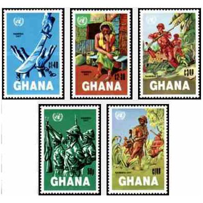 5 عدد تمبر روز نامیبیا - غنا 1984