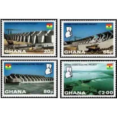 4 عدد تمبر پروژه برق آبی کپونگ - غنا 1982 قیمت 9.7 دلار