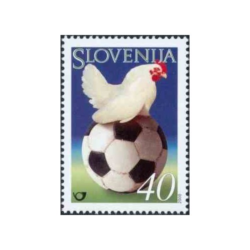 1 عدد تمبر فینال لیگ فوتبال اروپا بین بلژیک و هلند - اسلوونی 2000