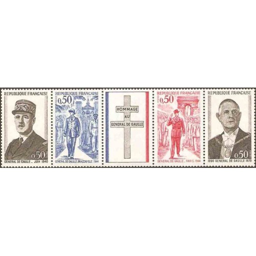 4 عدد تمبر اولین سالگرد درگذشت ژنرال شارل دو گل - B - فرانسه 1971 قیمت 6.7 دلار