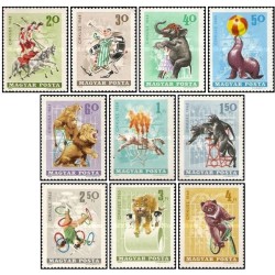 10 عدد تمبر سیرک - مجارستان 1965 قیمت 8 دلار