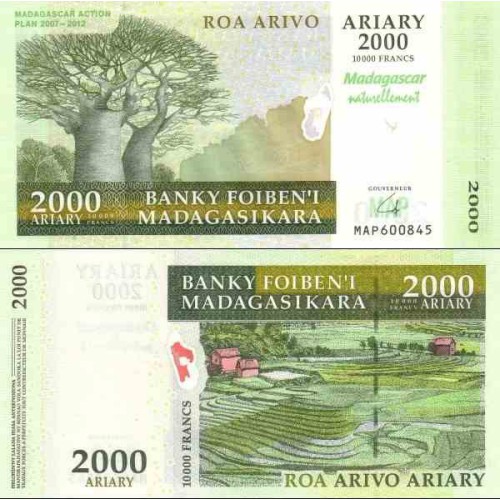 اسکناس 2000 آریاری - یادبود نقشه راه ماداگاسکار - ماداگاسکار 2007 اسکناس 2000 آریاری - یادبود نقشه راه ماداگاسکار - ماداگاسکار 2007