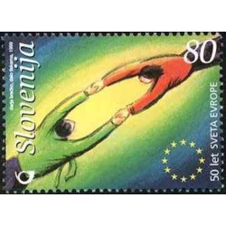 1 عدد تمبر پنجاهمین سالگرد شورای اروپا - اسلوونی 1999