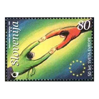 1 عدد تمبر پنجاهمین سالگرد شورای اروپا - اسلوونی 1999
