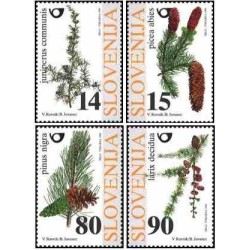 4 عدد تمبر گلها - درخت کاج - اسلوونی 1998