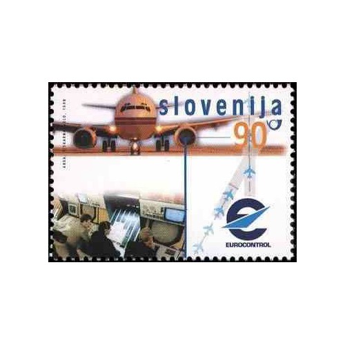 1 عدد تمبر یوروکنترل - کنوانسیون بین المللی همکاری برای ایمنی ناوبری هوائی  - اسلوونی 1998