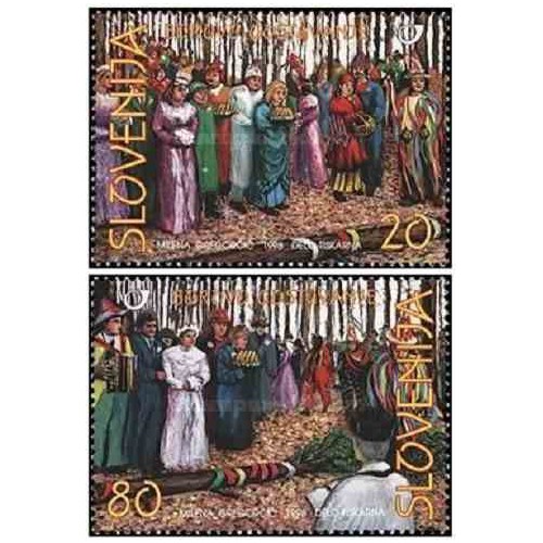 2 عدد تمبر  فولکلور - ماسکها  - اسلوونی 1998