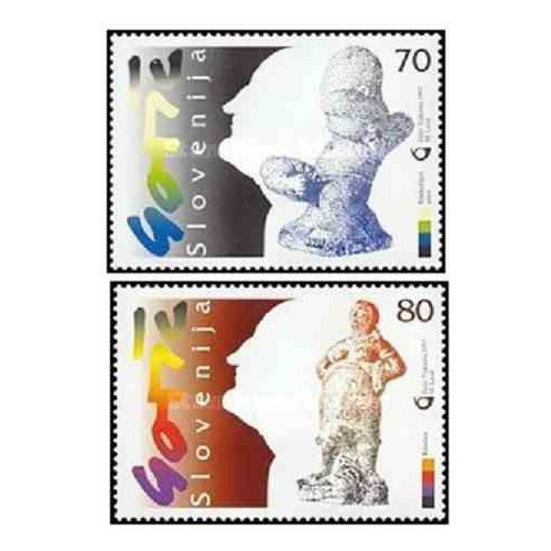 2 عدد تمبر هنر - فرانس گورس مجسمه ساز - اسلوونی 1997