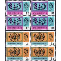 2 عدد بلوک تمبر سال بین المللی همکاری و 20مین سالگرد سازمان ملل  - انگلیس 1965