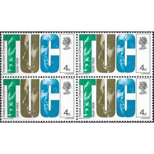 1 عدد بلوک تمبر کنگره اتحادیه تجاری - TUC - انگلیس 1968