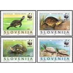 4 عدد تمبر WWF - لاکپشتهای ذریاچه اروپائی - اسلوونی 1996