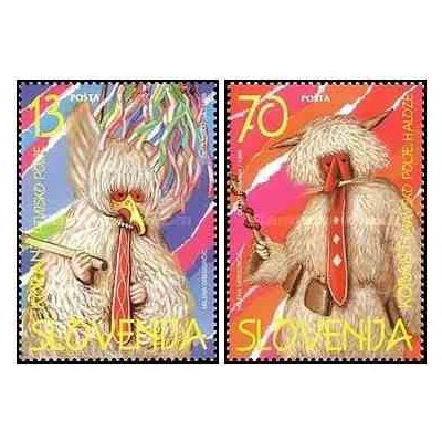 2 عدد تمبر فولکلور - ماسکها - اسلوونی 1996