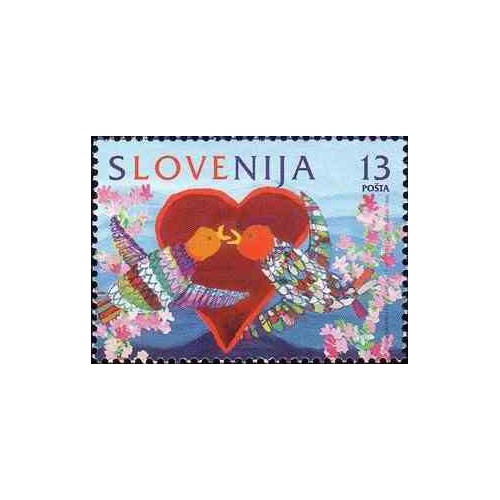 1 عدد تمبر تبریک - عشق - اسلوونی 1996