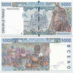 اسکناس 5000 فرانک - آفریقای غربی 1999 - ساحل عاج 1999 سفارشی - توضیحات را ببینید