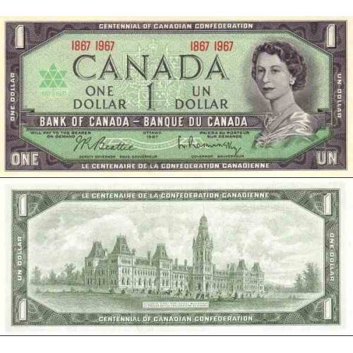 اسکناس 1 دلار - کانادا 1967 سفارشی - توضیحات را ببینید