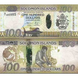 اسکناس پلیمر 100 دلار - جزایر سلیمان 2015 سفارشی - توضیحات را ببینید