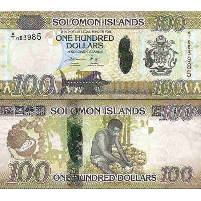 اسکناس پلیمر 100 دلار - جزایر سلیمان 2015 سفارشی - توضیحات را ببینید