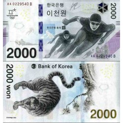 اسکناس 2000 وون - یادبود المپیک زمستانی پیونگ یانگ - کره جنوبی 2018 سفارشی - توضیحات را ببینید