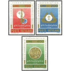 3 عدد تمبر چهل و یکمین کنگره بین المللی کلیسا - واتیکان 1976