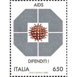 1 عدد تمبر کمپین علیه ایدز  - ایتالیا 1989