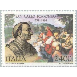 1 عدد تمبر 450مین سالگرد تولد سان کارلو برومئوس - اسقف اعظم کاتولیک رم و یک کاردینال  - ایتالیا 1988 قیمت 5.5 دلار