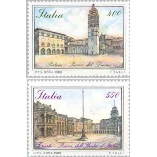 2 عدد تمبر پیزا - نقاشی - ایتالیا 1988