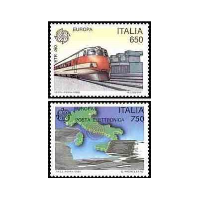 2 عدد تمبر مشترک اروپا - Europa Cept - حمل و نقل و ارتباطات - ایتالیا 1988 قیمت 5 دلار