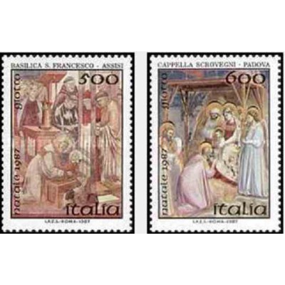2 عدد تمبر کریستمس - ایتالیا 1987 قیمت 3.3 دلار