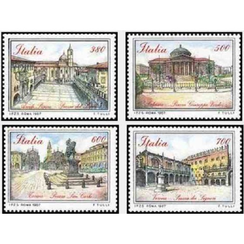 4 عدد تمبر مناظر شهری - تابلو نقاشی - ایتالیا 1987 قیمت 5.8 دلار
