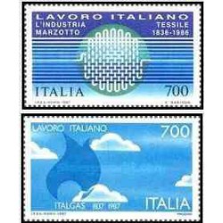 2 عدد تمبرسالگرد صنایع - ایتالیا 1987