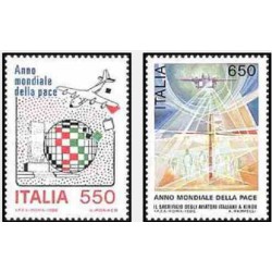 2 عدد تمبر سال بین المللی صلح - ایتالیا 1986 قیمت 3.8 دلار