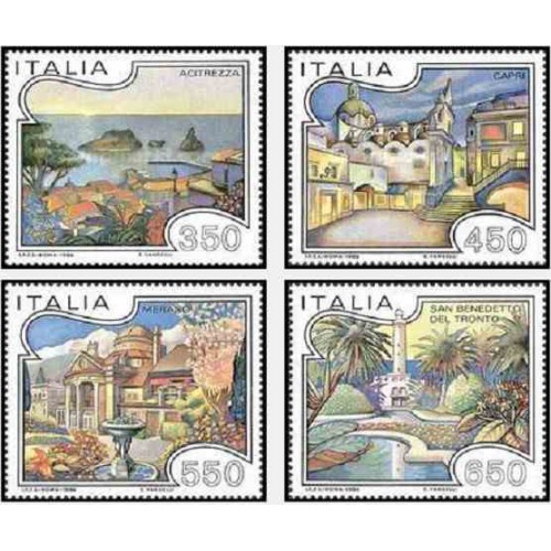 4 عدد تمبر تابلو نقاشی - تبلیغات توریست - ایتالیا 1986 قیمت 5.8 دلار