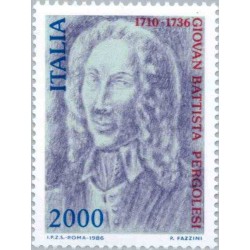 1 عدد تمبر 250مین سالگرد مرگ جوانی باتیستا پرگولسی - آهنگساز و ویولونیست - ایتالیا 1986 قیمت 6.6 دلار