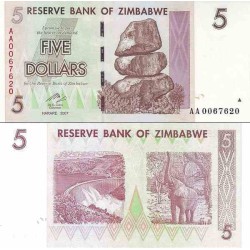 اسکناس 5 دلار - زیمباوه 2007