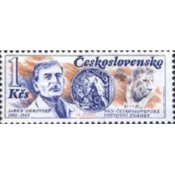 1 عدد  تمبر روز تمبر - صد و پنجمین سالگرد تولد یاکوب اوبروسکی، طراح تمبر- چک اسلواکی 1987