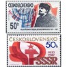 2 عدد  تمبر هفتادمین سالگرد انقلاب روسیه و شصت و پنجمین سالگرد اتحاد جماهیر شوروی- چک اسلواکی 1987